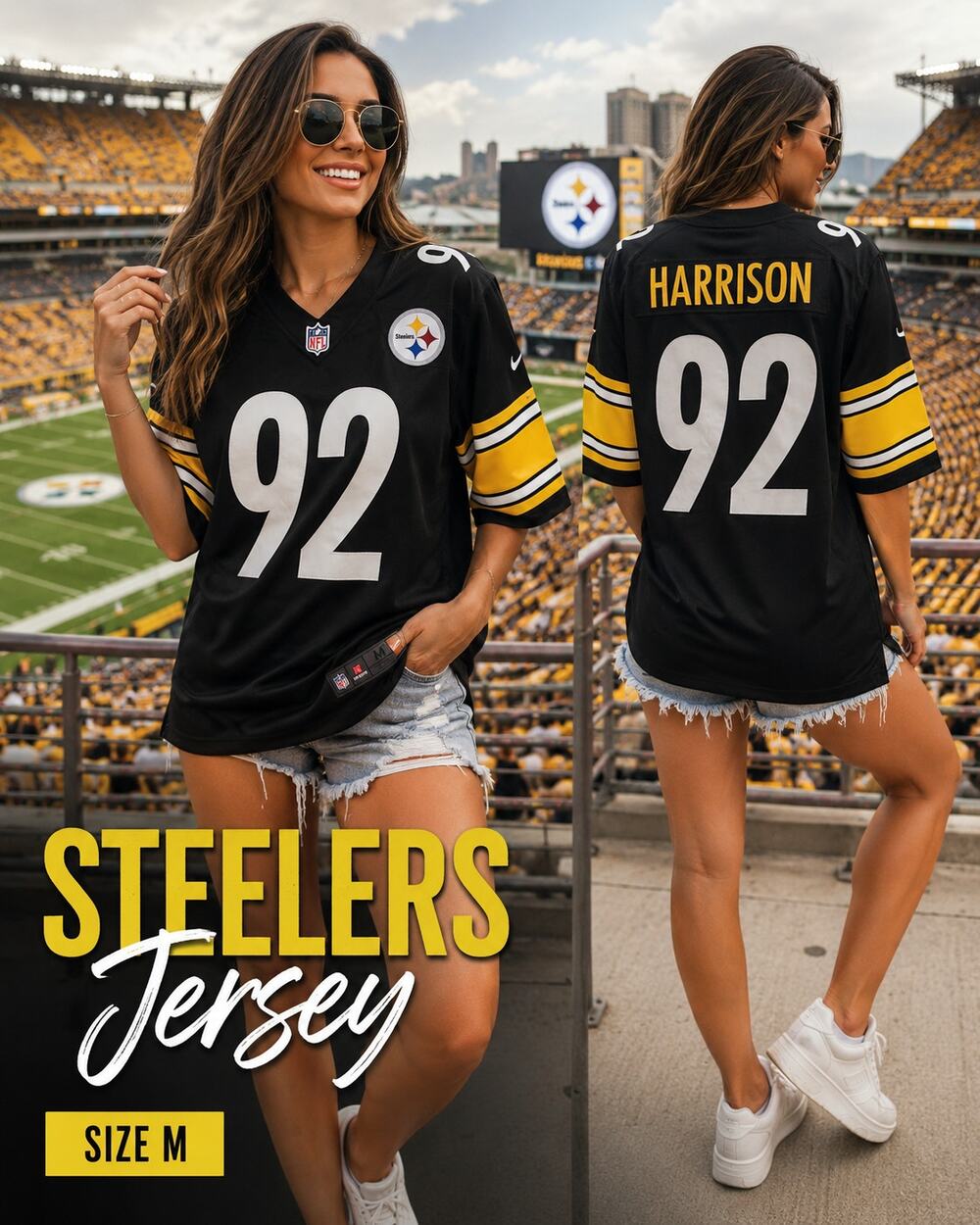Nike Steelers James Harrison #92 On Field Jersey Mens M Black